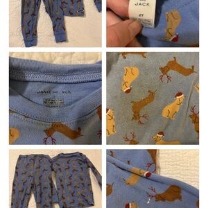 Janie and Jack Blue Pajama Set with puppies
